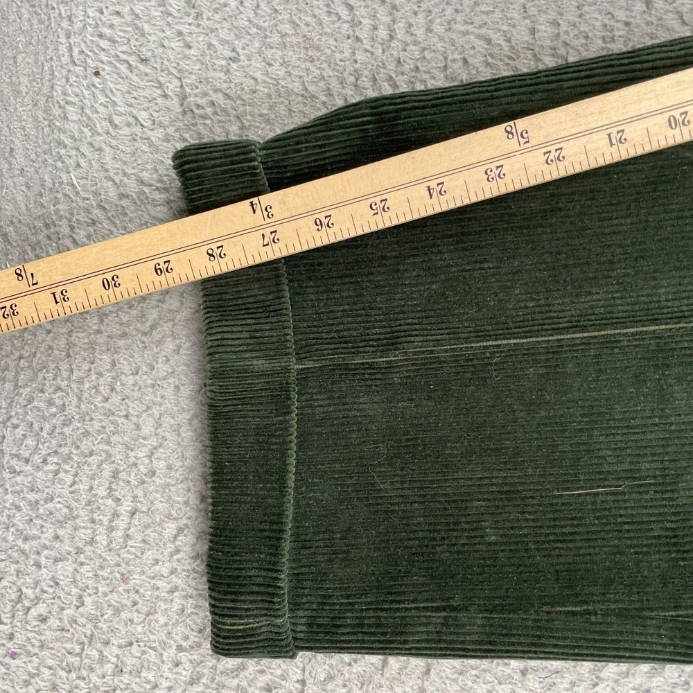 Orvis Corduroy Pants Mens 40 Green Pleated Front Leather Trim Cuffed Trousers
